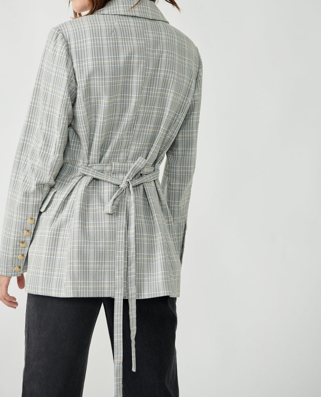 OLIVIA PLAID BLAZER - NATURAL PLAID COMBO - Kingfisher Road - Online Boutique