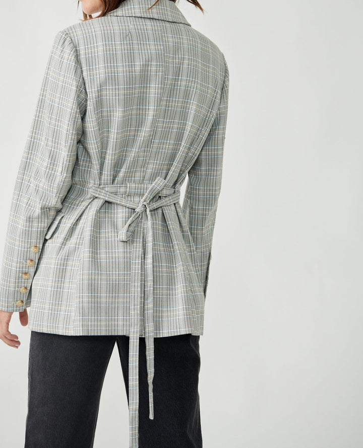 OLIVIA PLAID BLAZER - NATURAL PLAID COMBO - Kingfisher Road - Online Boutique