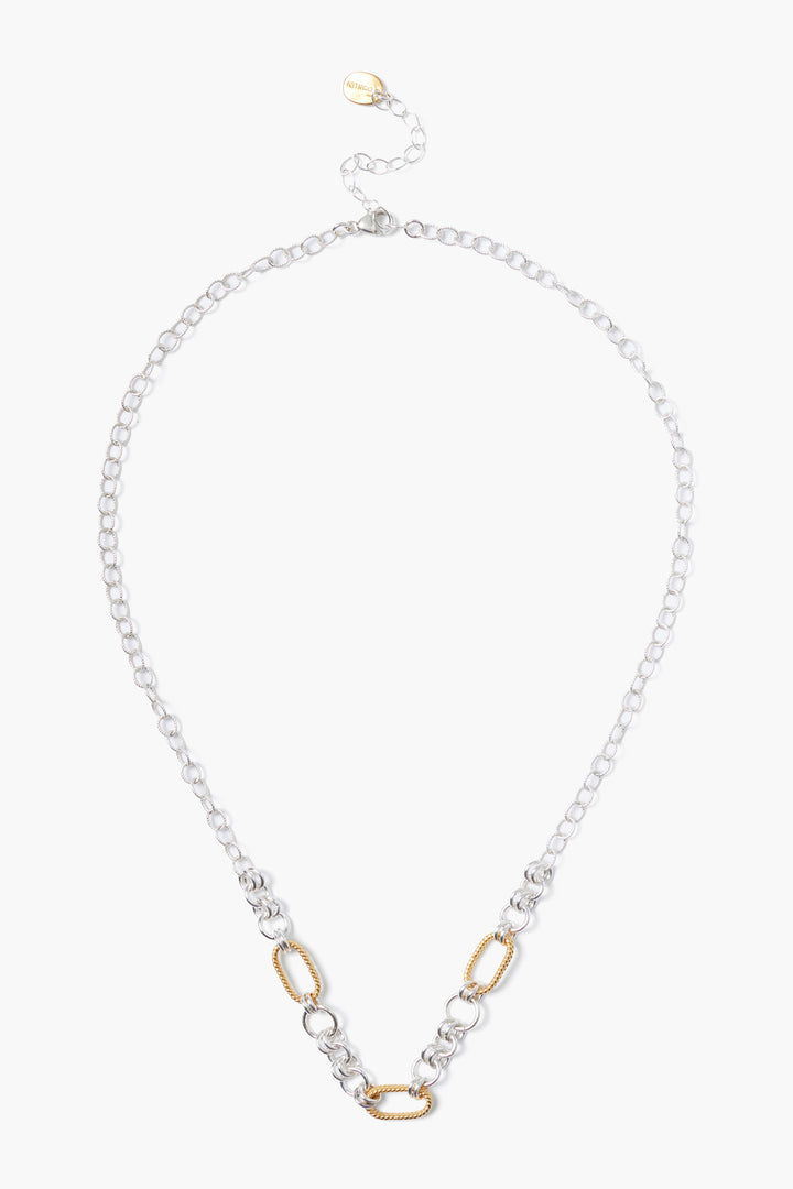 SILVER MIX TEXTURED LINKS NECKLACE - Kingfisher Road - Online Boutique