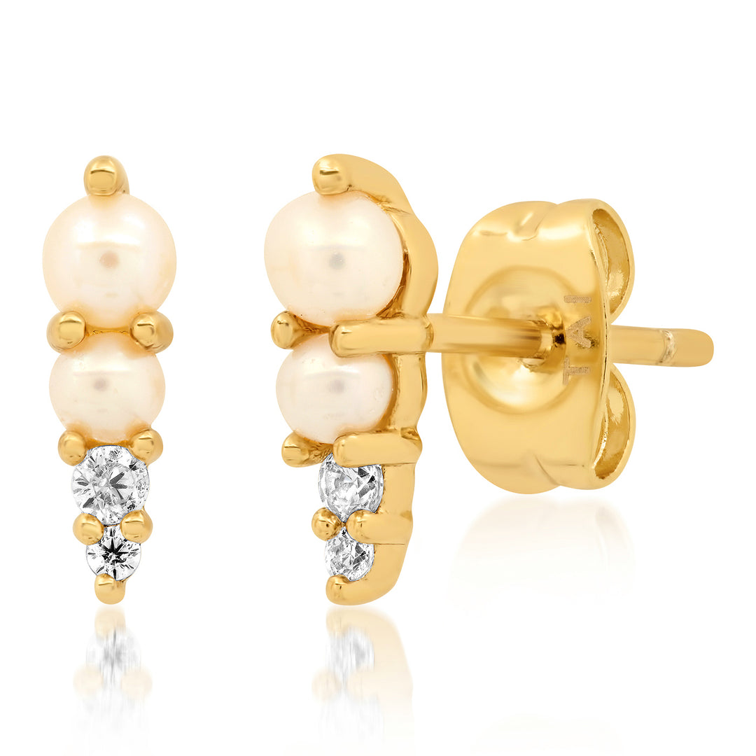 PEARL AND CZ STUDS-GOLD