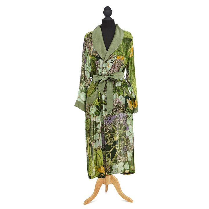 HYDRANGEA PRINT LIME ROBE GOWN-LIME - Kingfisher Road - Online Boutique