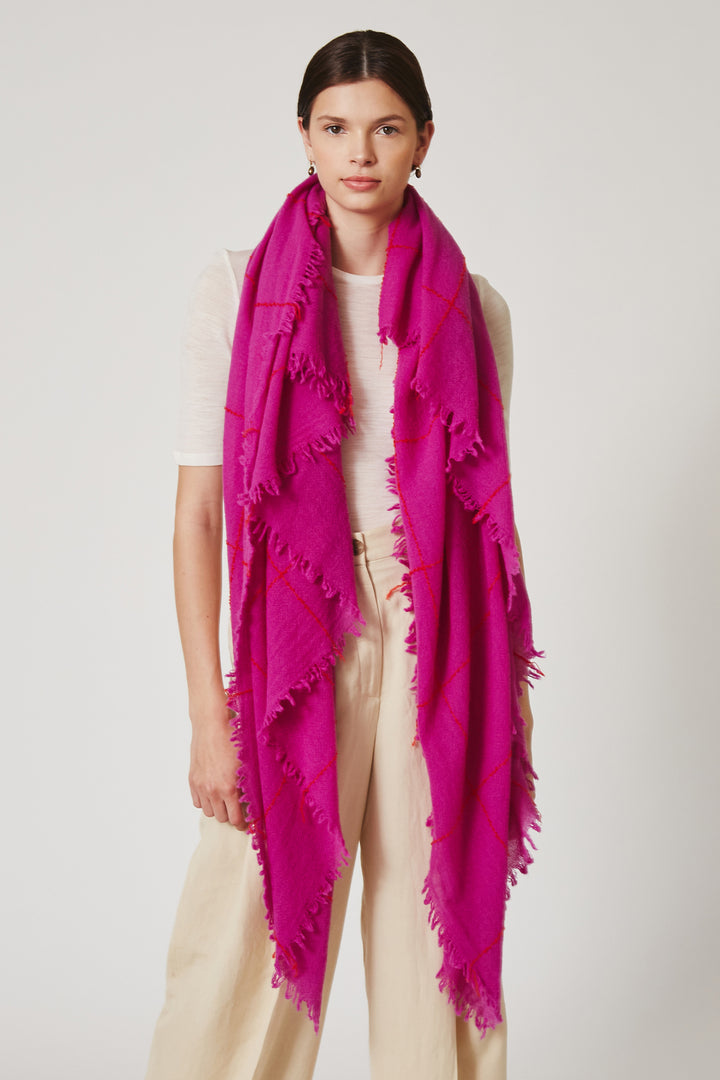 HYACINTH VIOLET WINDOW PANE CASHMERE SCARF - Kingfisher Road - Online Boutique