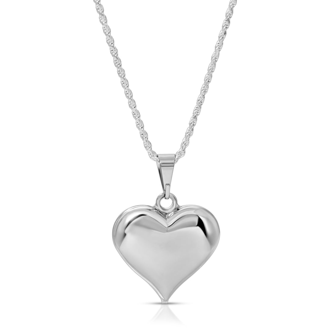 PUFFY HEART NECKLACE-SILVER - Kingfisher Road - Online Boutique