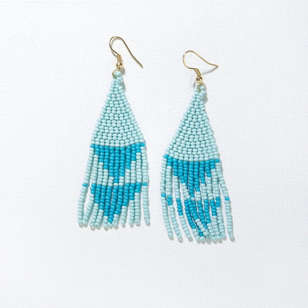 LIGHT BLUE WITH TURQUOISE TRIANGLES EARRING - Kingfisher Road - Online Boutique