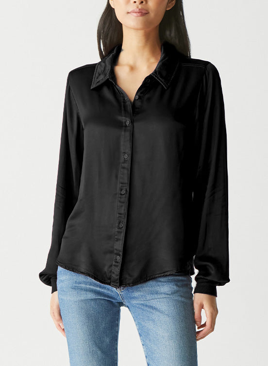 MEREDITH BUTTON DOWN SHIRT-BLACK - Kingfisher Road - Online Boutique