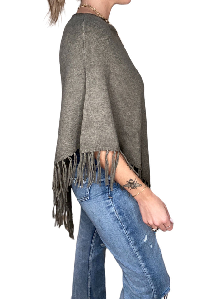 FRINGE PONCHO - ARMY - Kingfisher Road - Online Boutique