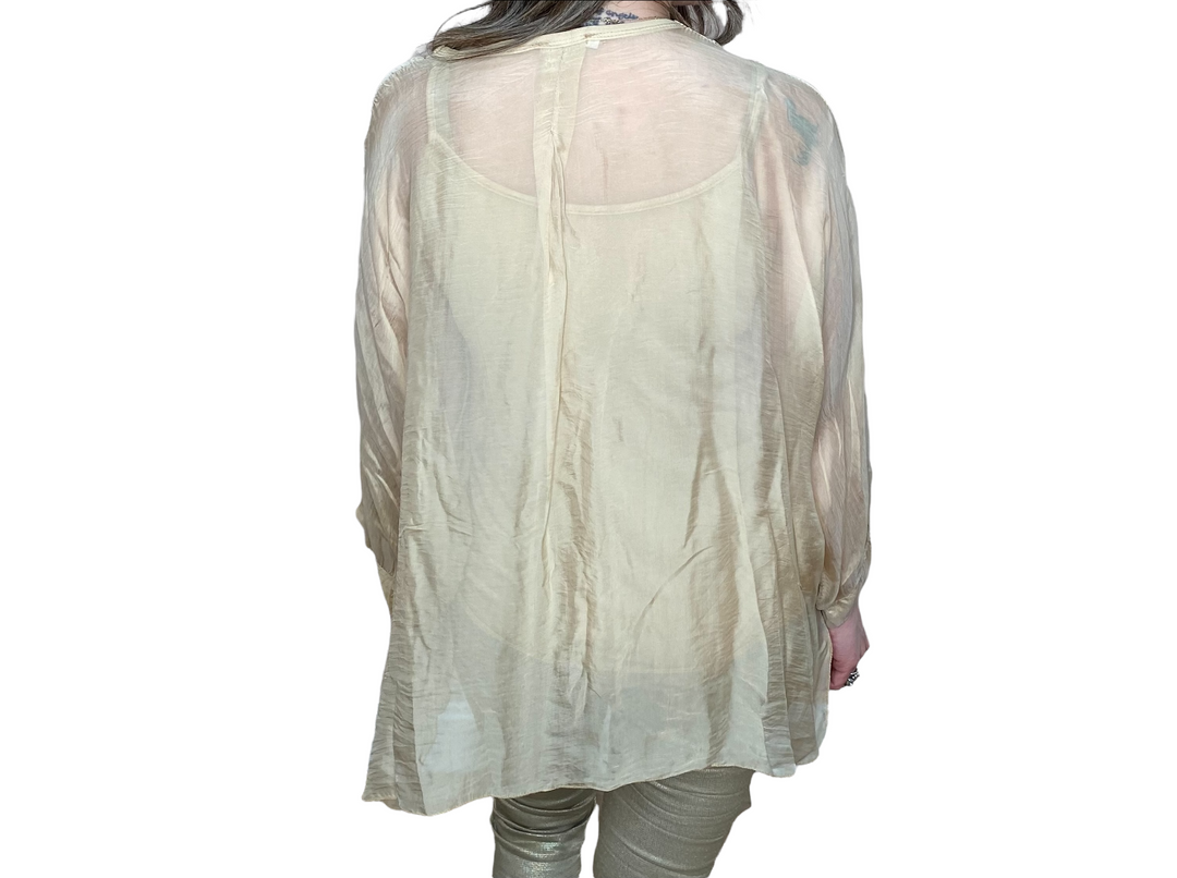 SILK 2-PC BUTTON DOWN TOP - CAMEL - Kingfisher Road - Online Boutique