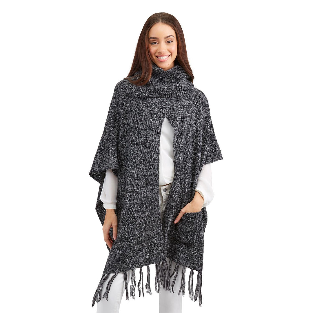 TURTLENECK PONCHO WITH POCKETS - Kingfisher Road - Online Boutique