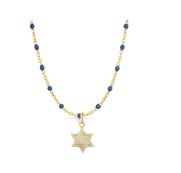 STAR OF DAVID NECKLACE-BLUE - Kingfisher Road - Online Boutique