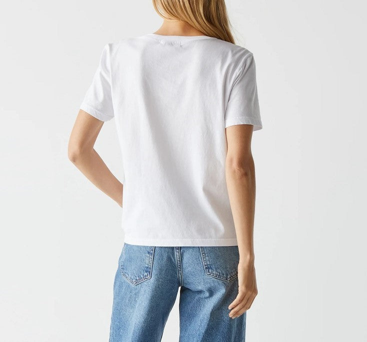 DARIA CLASSIC V-NECK TEE-WHITE - Kingfisher Road - Online Boutique