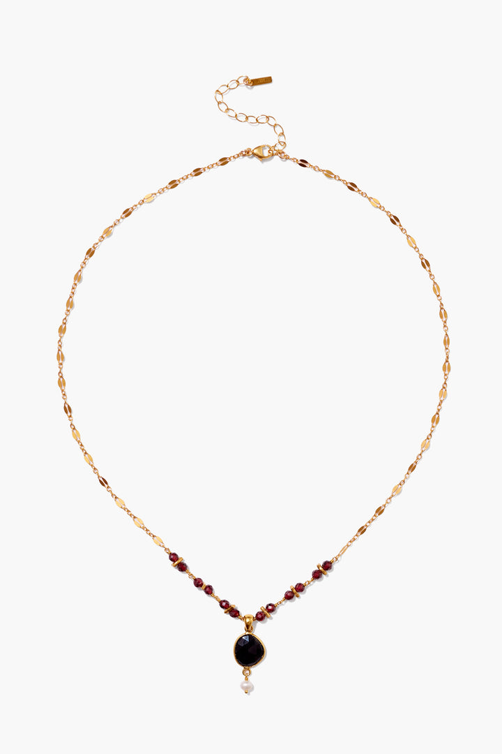 GARNET MIX WITH FRESHWATER PEARL NECKLACE