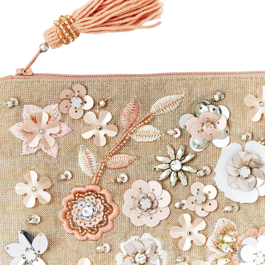 FLORAL EMBELLISHED MULTIPURPOSE POUCH