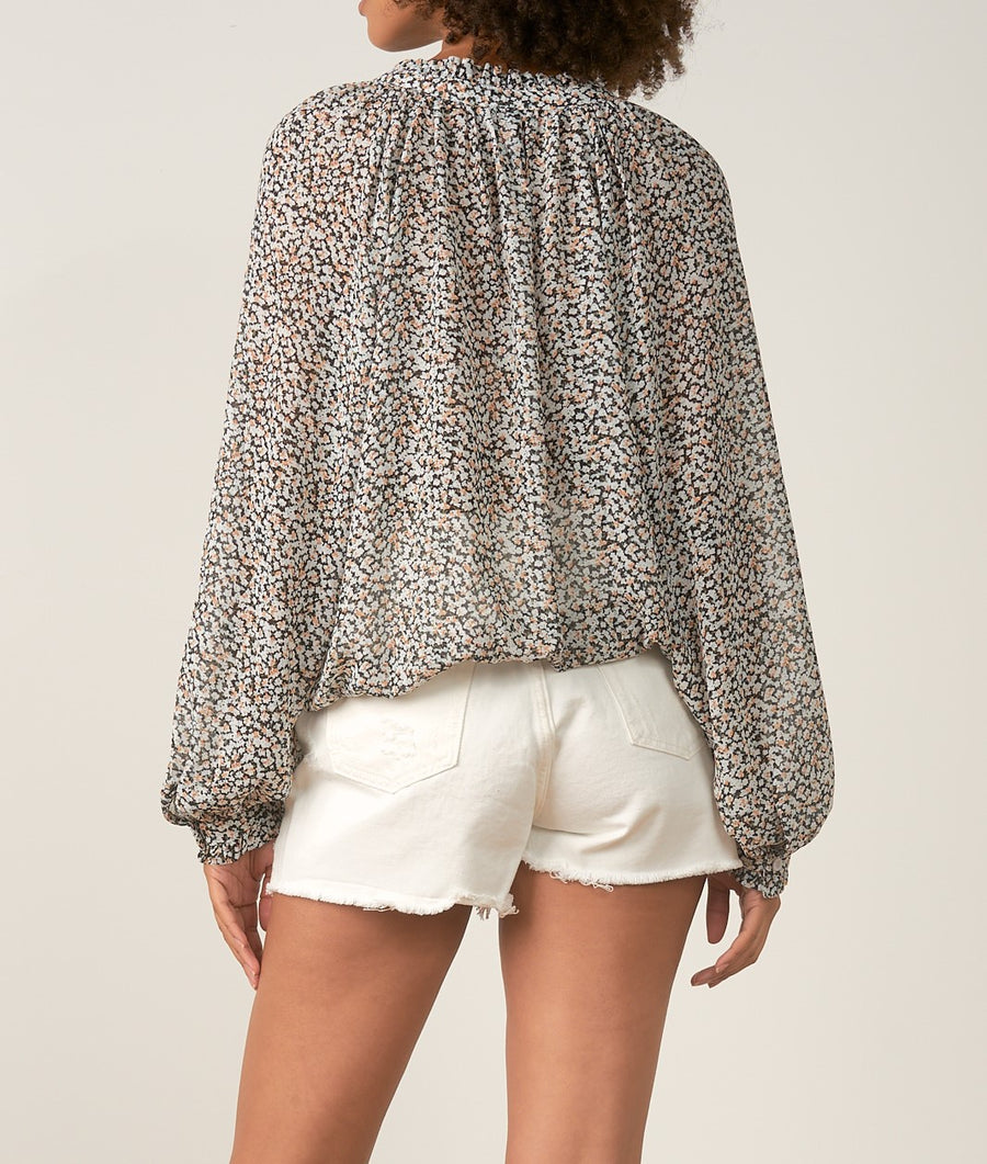 OLIVE DITSY PRINT L/S ELASTIC TOP - Kingfisher Road - Online Boutique