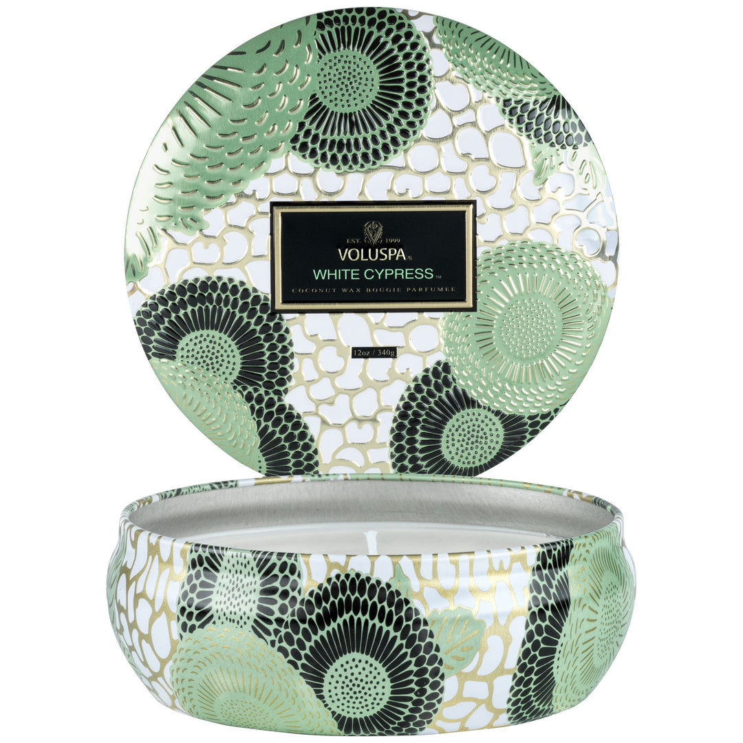 WHITE CYPRESS 3 WICK TIN - Kingfisher Road - Online Boutique