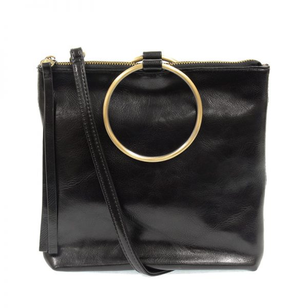 AMELIA RING TOTE BAG GOLD HANDLE-BLACK - Kingfisher Road - Online Boutique