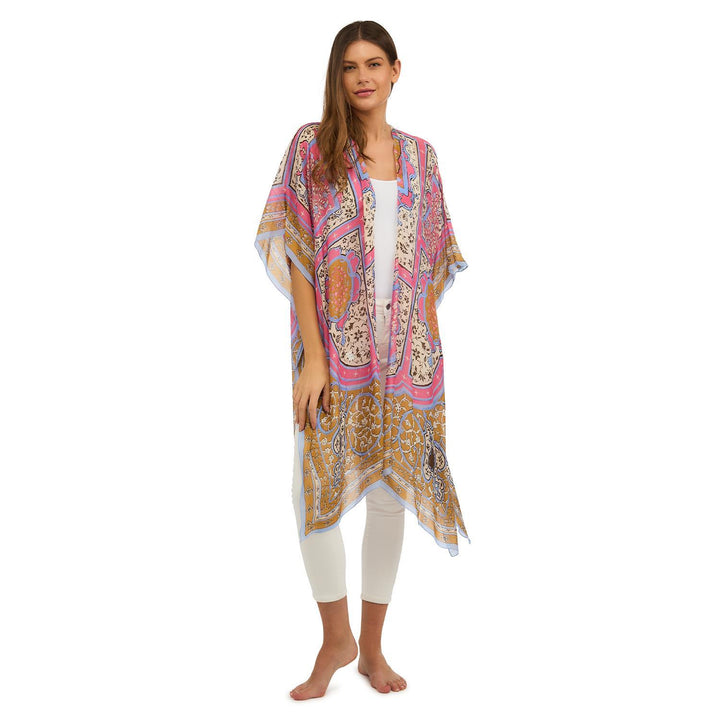 LONG KIMONO-INDIAN SUMMER PINK - Kingfisher Road - Online Boutique