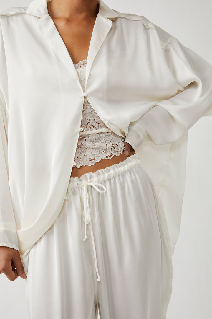 DREAMY DAYS SOLID PAJAMA SET - IVORY - Kingfisher Road - Online Boutique