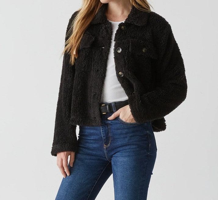 ARIZONA BUTTON FRONT JACKET - BLACK - Kingfisher Road - Online Boutique