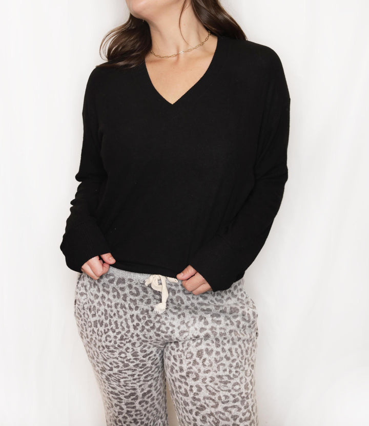V-NECK CROPPED SWEATER - Kingfisher Road - Online Boutique