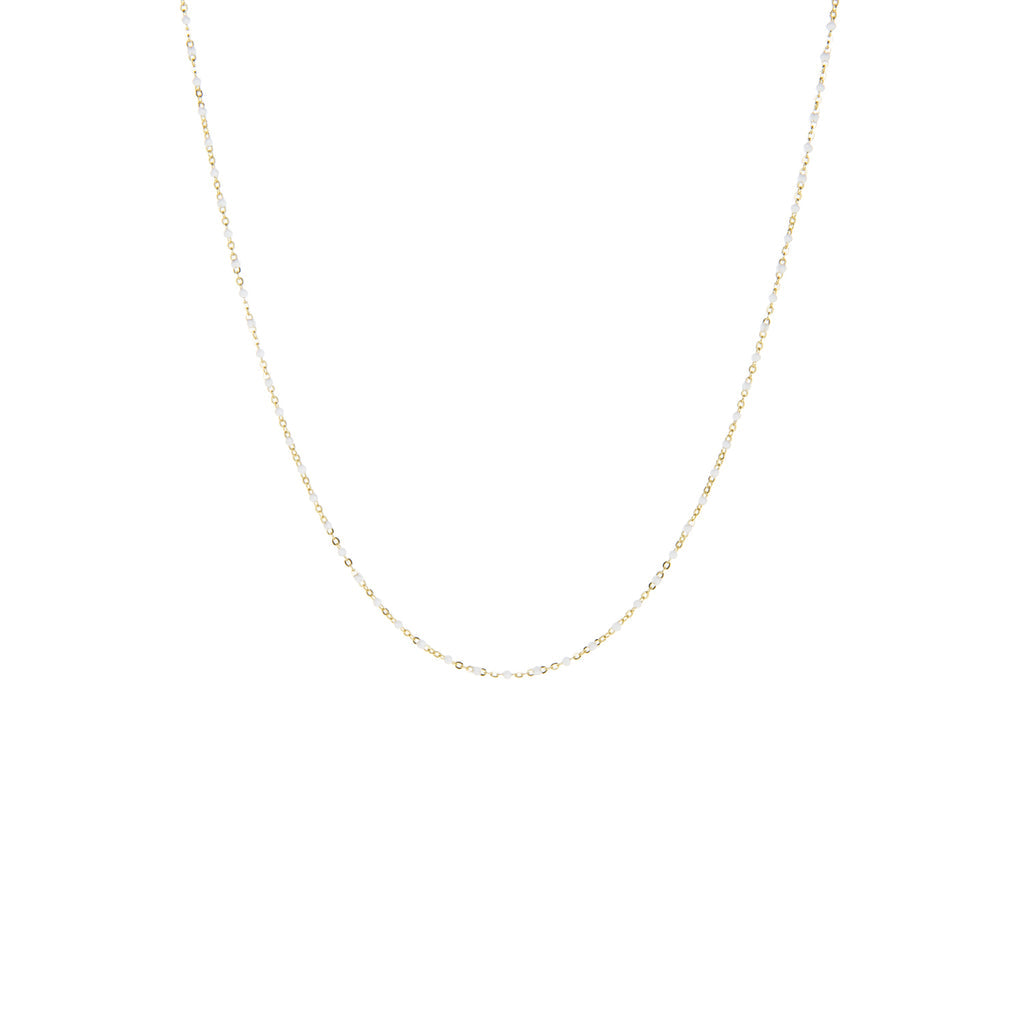 DELICATE STONE BEADED NECKLACE-GOLD PLATED WHITE - Kingfisher Road - Online Boutique