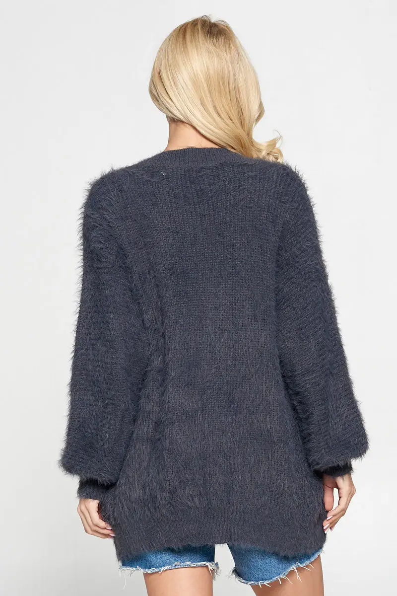 CHARCOAL SOFT KNIT CARDIGAN - Kingfisher Road - Online Boutique