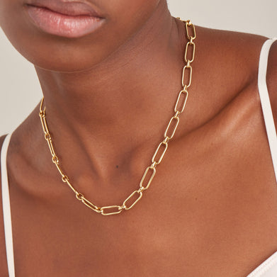 CABLE CONNECT CHUNKY CHAIN NECKLACE-GOLD - Kingfisher Road - Online Boutique