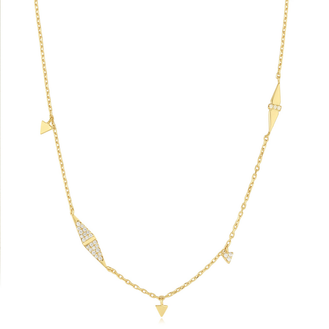 GEOMETRIC SPARKLE CHAIN NECKLACE-GOLD - Kingfisher Road - Online Boutique