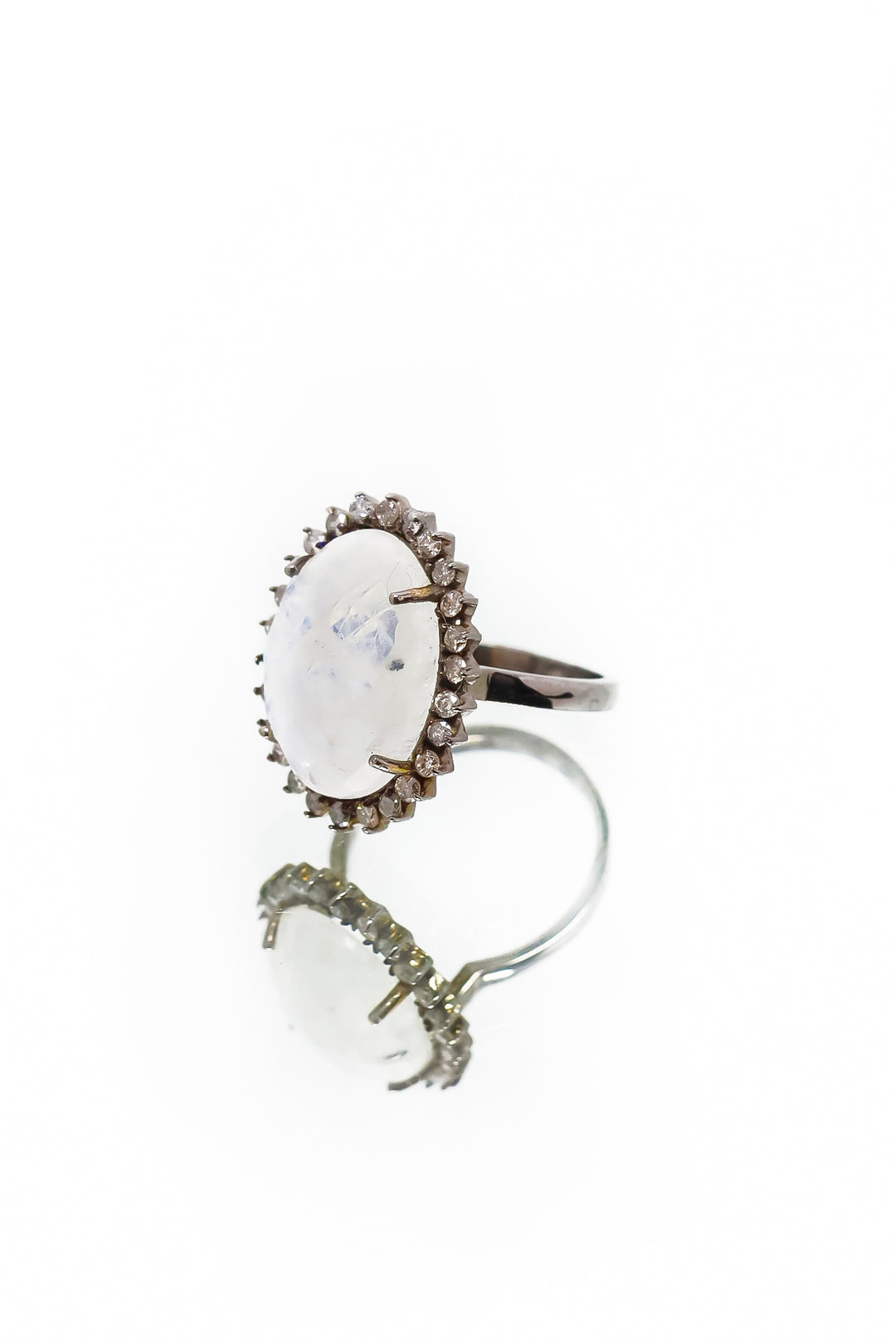 .20ct DIAMOND & OVAL MOONSTONE RING - Kingfisher Road - Online Boutique