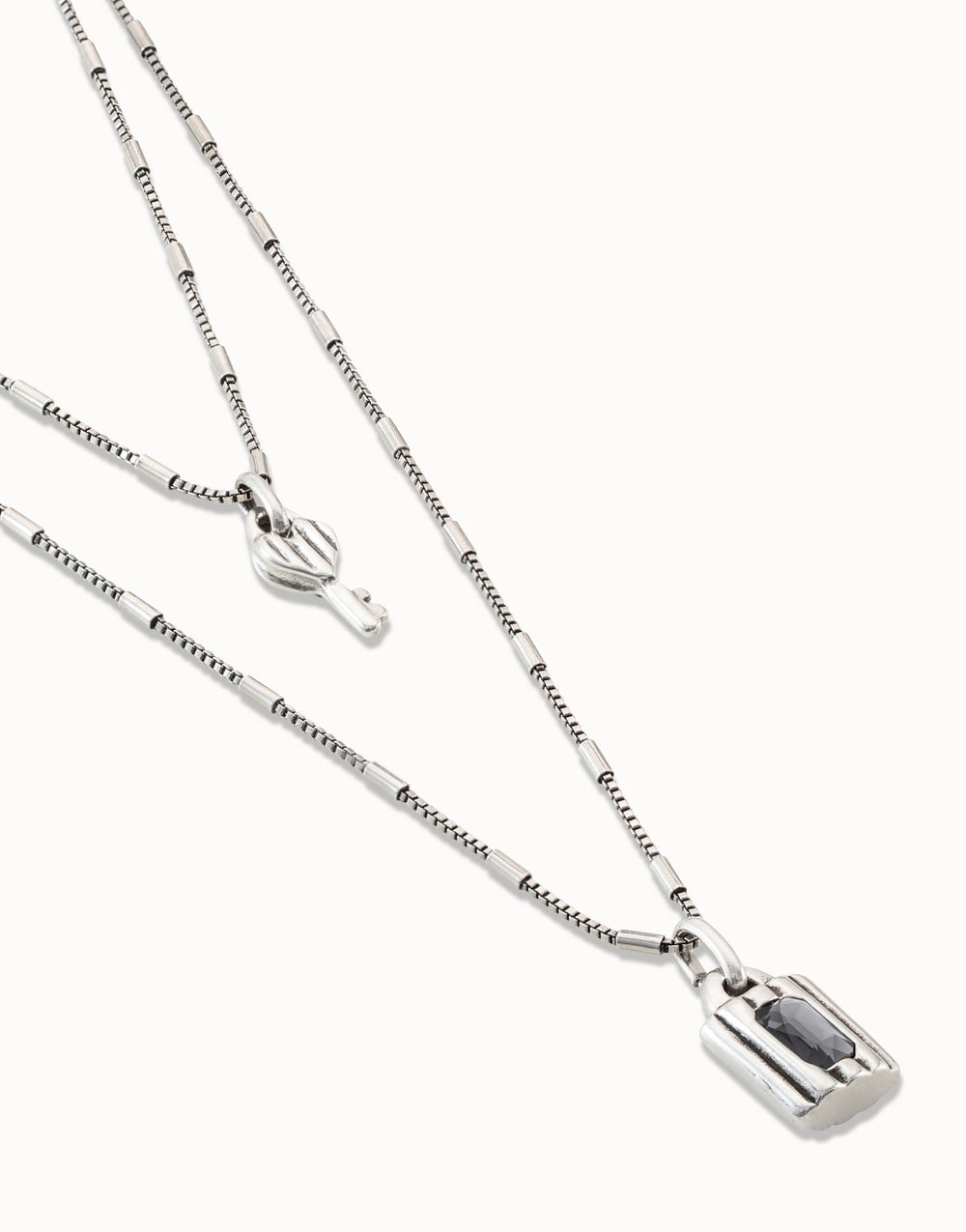 LOCK LAYERED NECKLACE SILVER - Kingfisher Road - Online Boutique