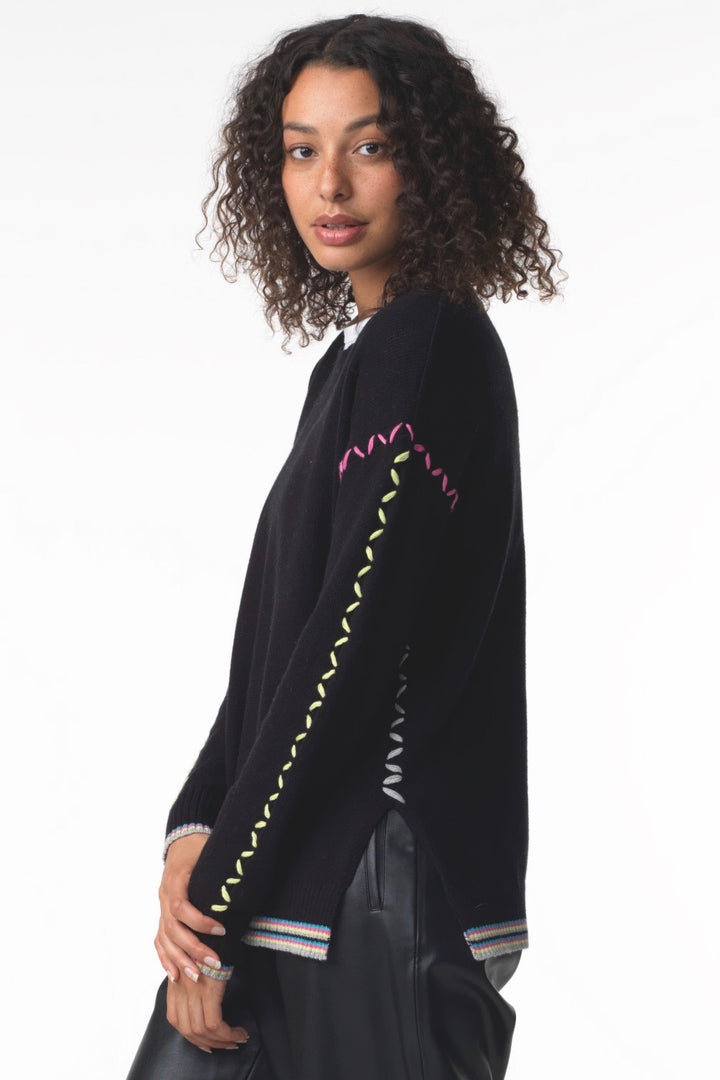 WHIP STITCH SWEATER - BLACK - Kingfisher Road - Online Boutique