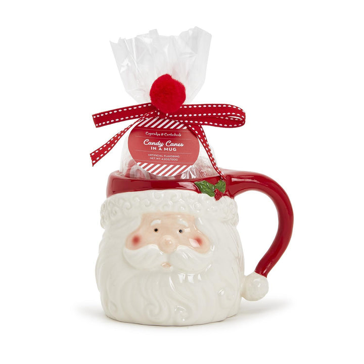 JOLLY SANTA MUG W/PEPPERMINT MINI CANDY CANES - Kingfisher Road - Online Boutique