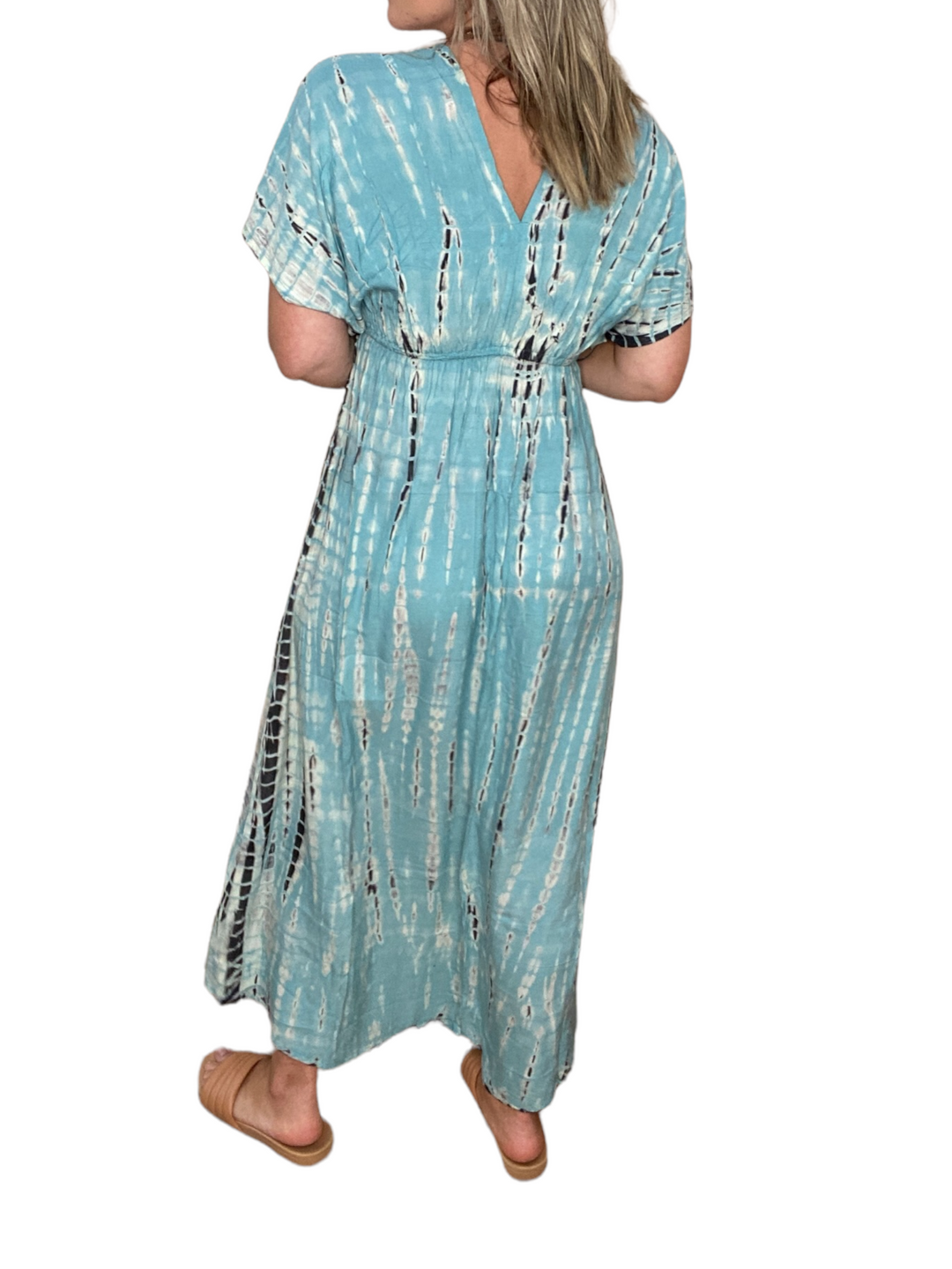 MAXI BUTTERFLY DRESS - BLUE TURQUOISE SHIBORI - Kingfisher Road - Online Boutique