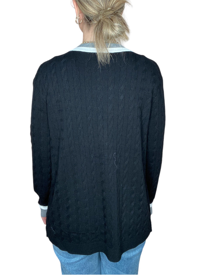 BLACK CABLE KNIT CARDIGAN