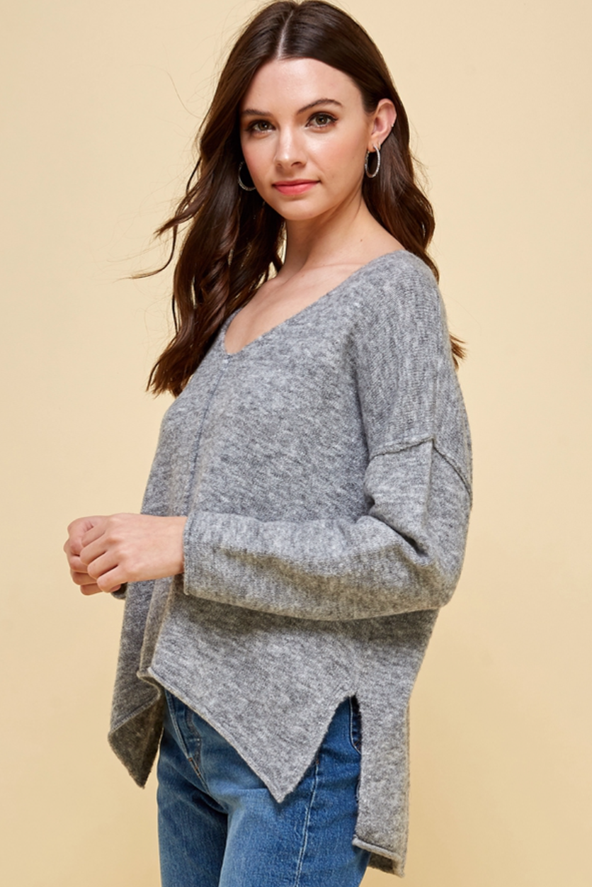 V-Neck Sweater With Stitch Detail