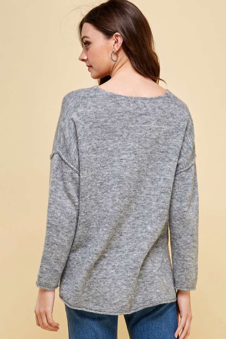 V-Neck Sweater With Stitch Detail