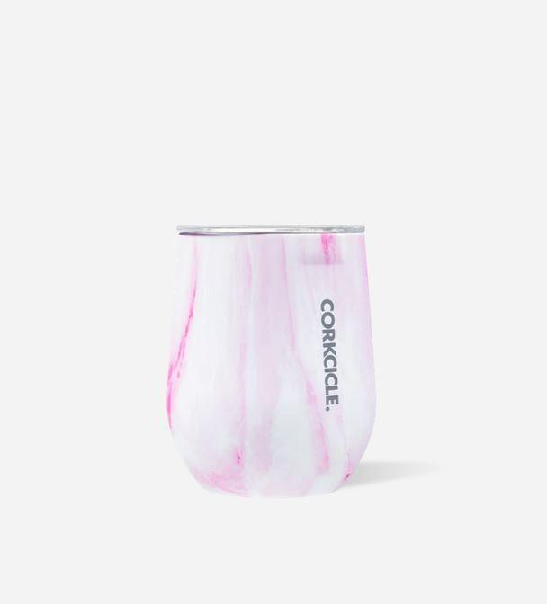 Pink Marble Stemless Wine Cup 12oz - Kingfisher Road - Online Boutique