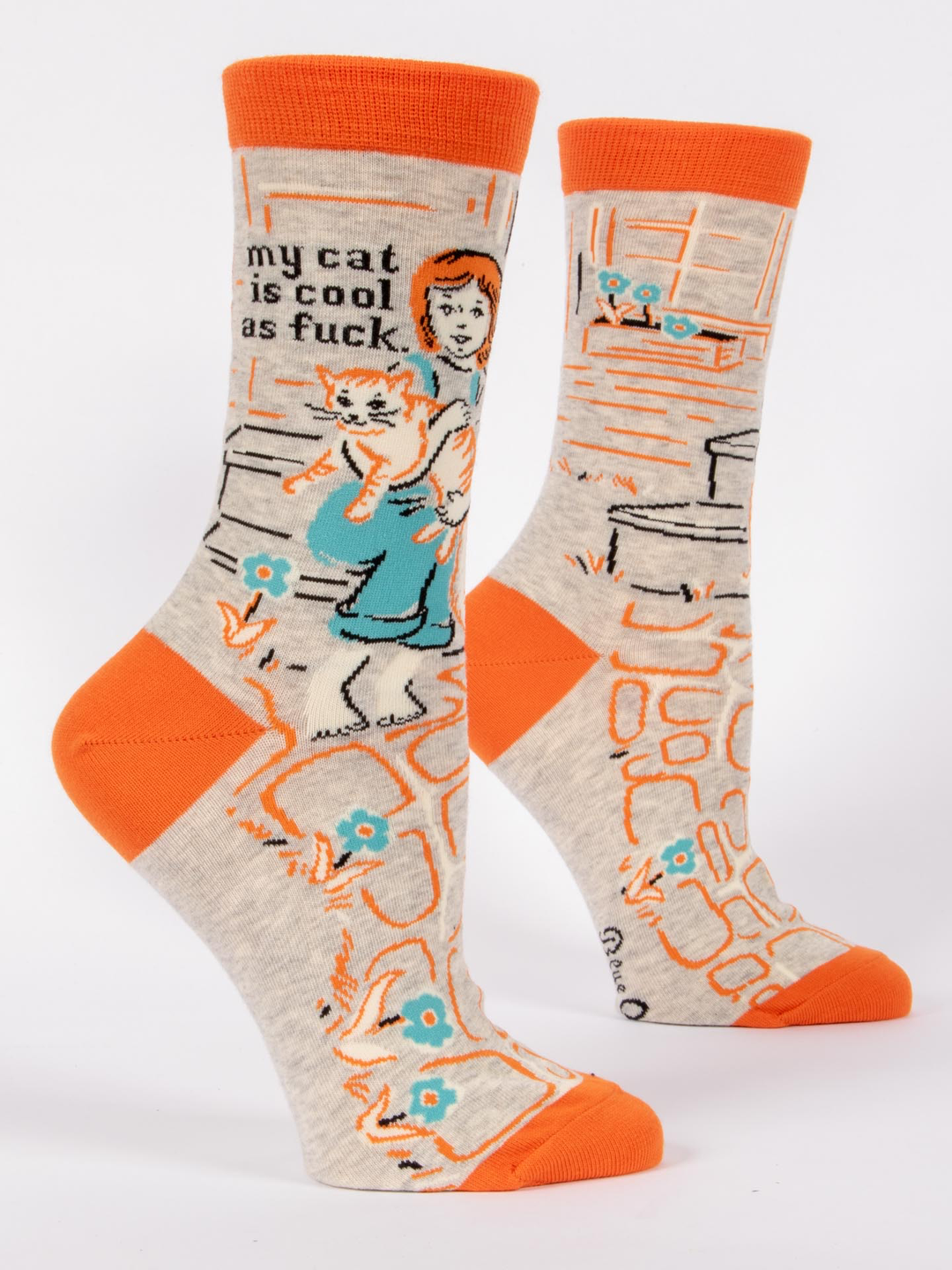 My Cat Is Cool As F*** Women's Crew Socks - Kingfisher Road - Online Boutique
