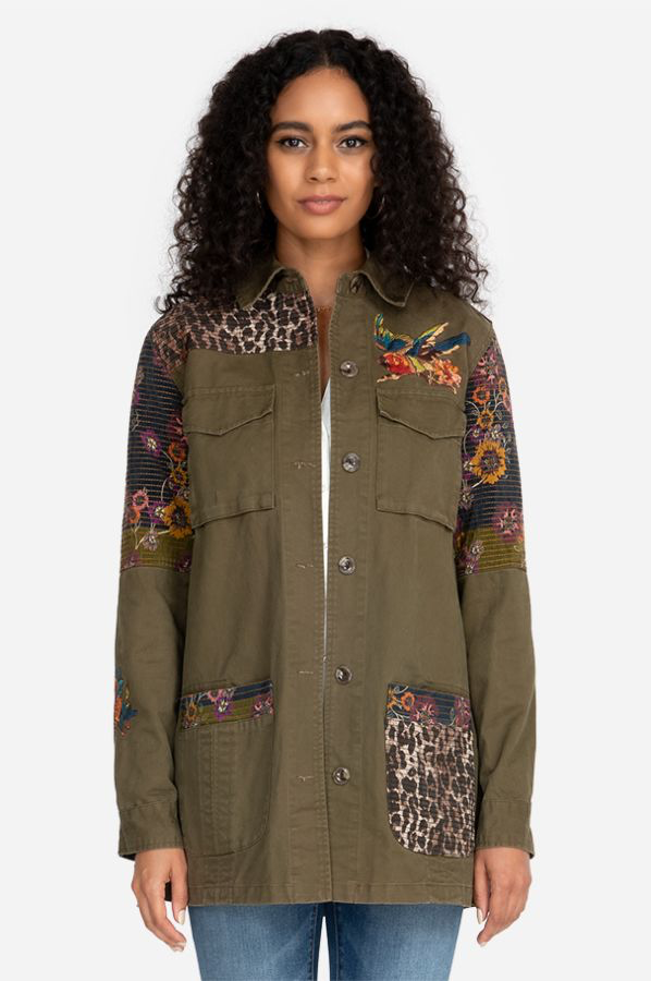Patchwork Military Jacket - Kingfisher Road - Online Boutique