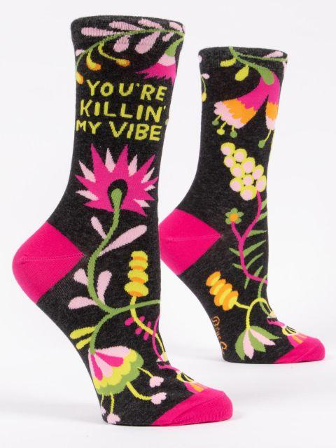 Killin' My Vibe Women's Crew Socks - Kingfisher Road - Online Boutique