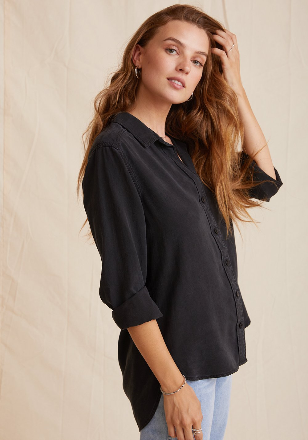Shirt Tail Button Down - Black - Kingfisher Road - Online Boutique