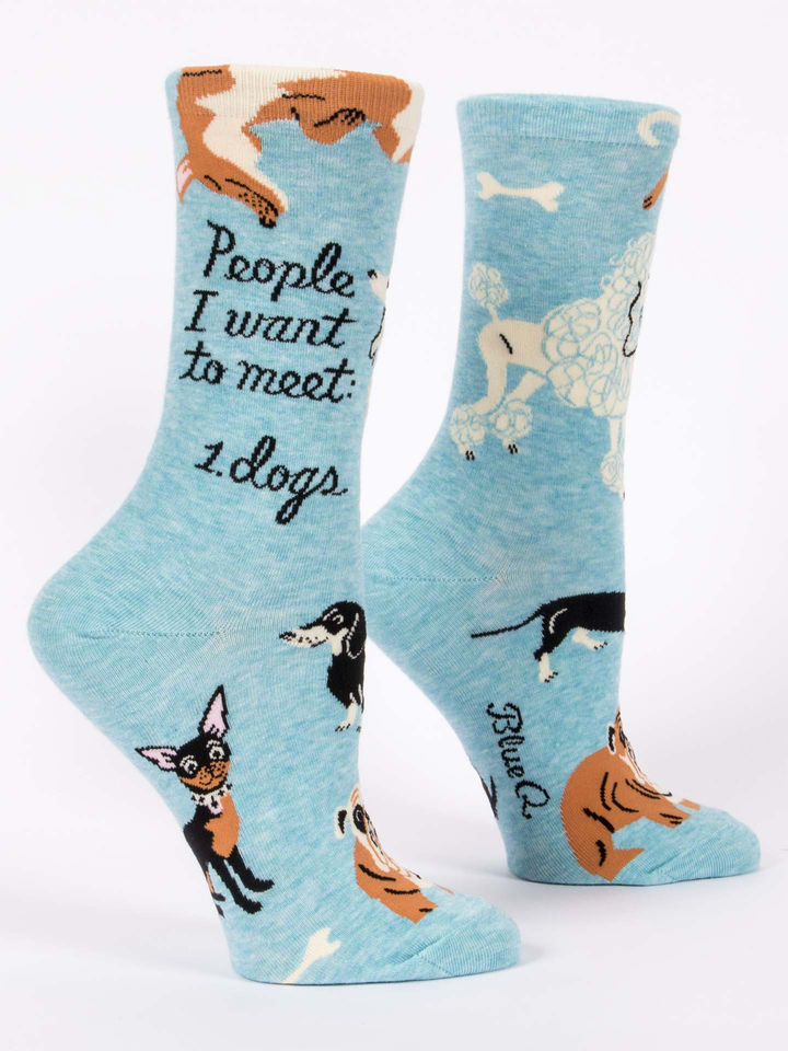 People To Meet: Dogs Women's Crew Socks - Kingfisher Road - Online Boutique