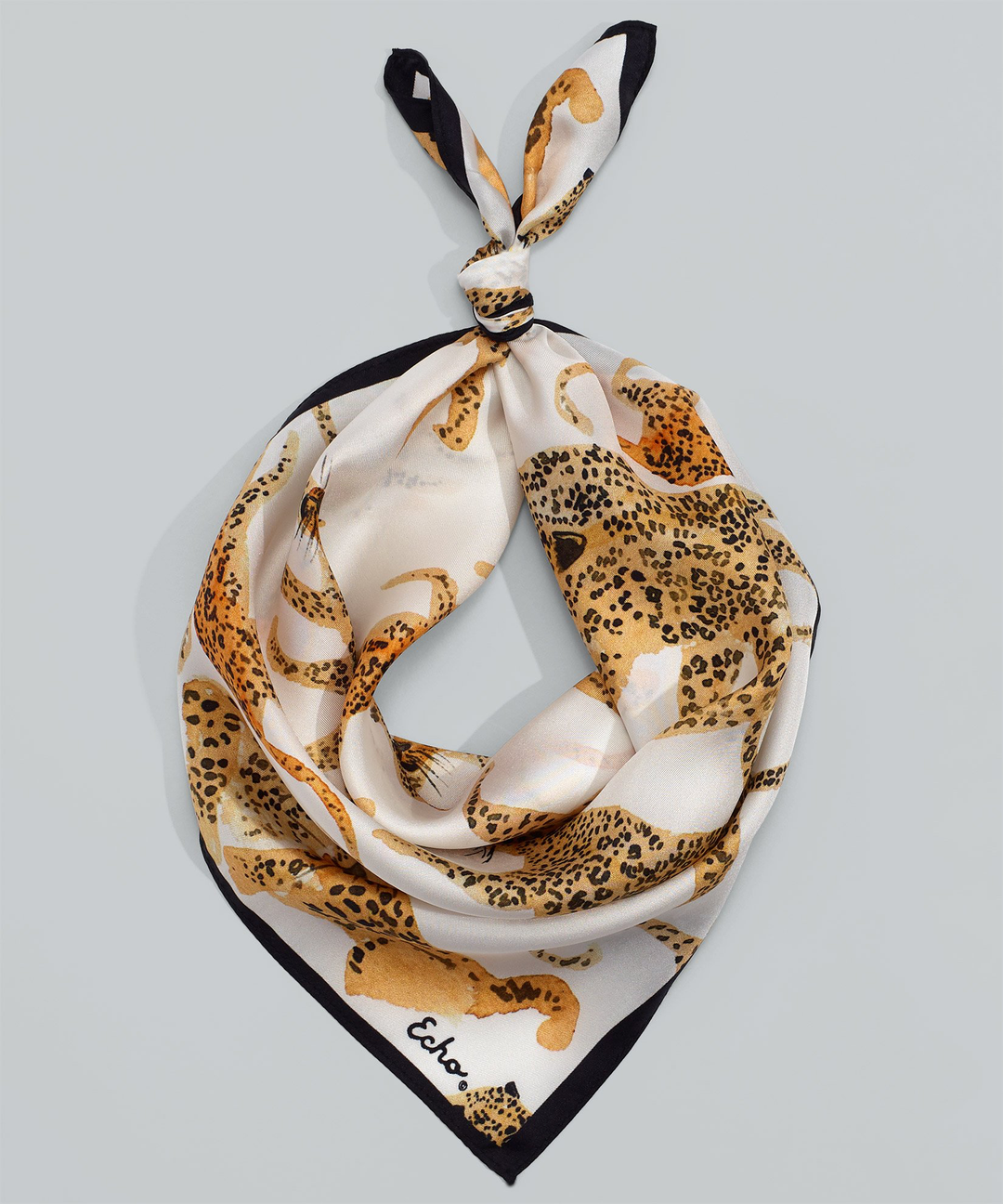 Prowling Ocelot Silk Square - White - Kingfisher Road - Online Boutique