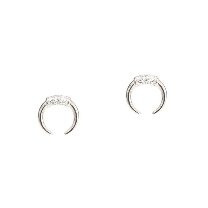 DOUBLE HORN STUDS WITH PAVE ACCENTS - Kingfisher Road - Online Boutique