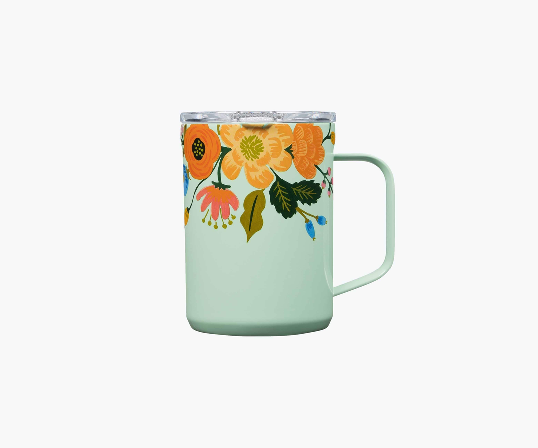 Mint Lively Floral Mug 16oz - Kingfisher Road - Online Boutique