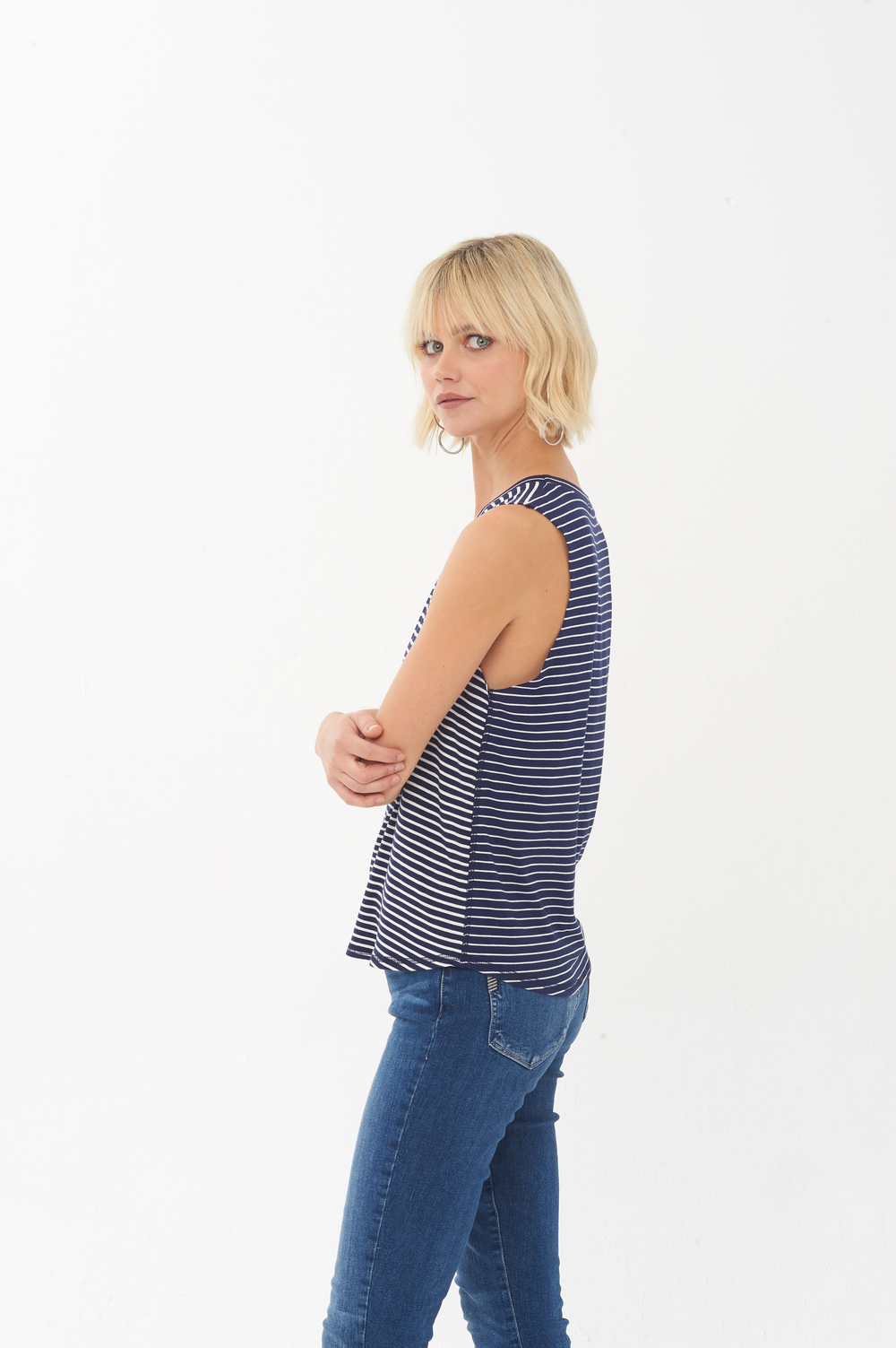 Gemini Striped Tank - Navy Ivory - Kingfisher Road - Online Boutique
