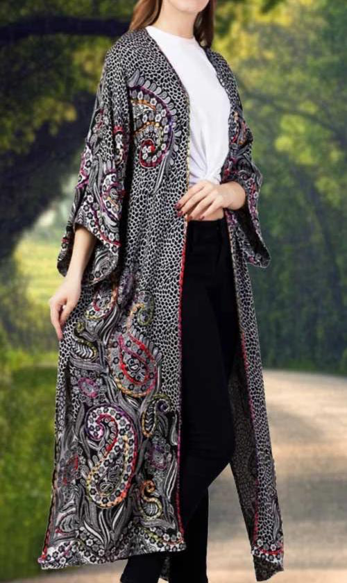 Threaded Yarn Kimono - Kingfisher Road - Online Boutique