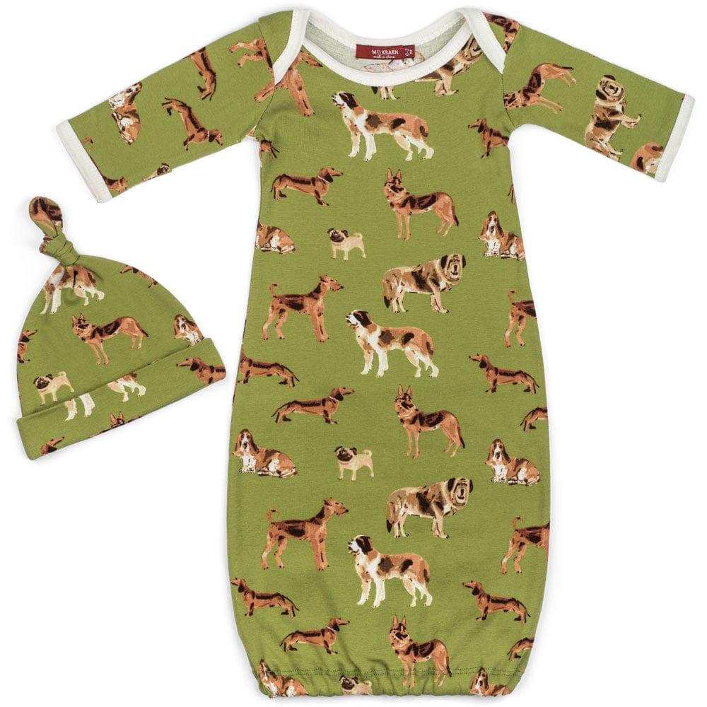 Green Dog Gown + Hat Set (0-3M) - Kingfisher Road - Online Boutique