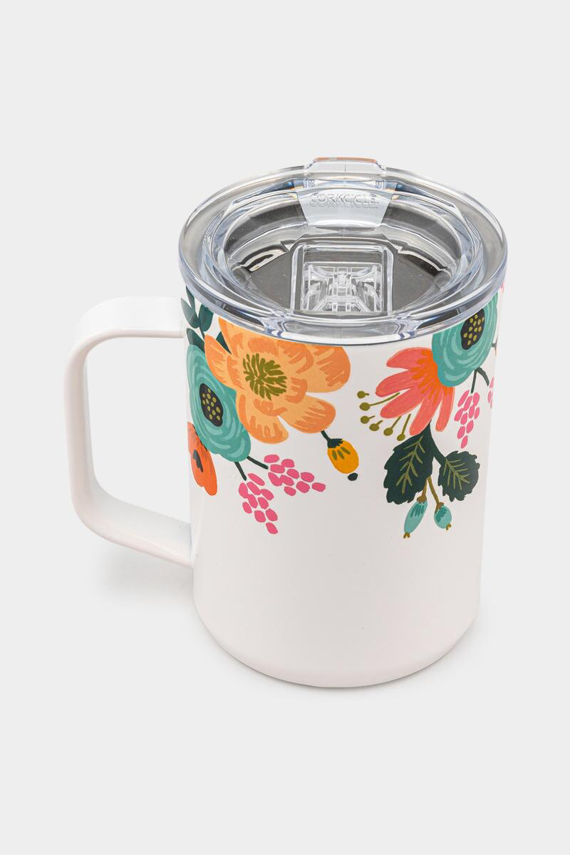 Cream Lively Floral Mug 16oz - Kingfisher Road - Online Boutique