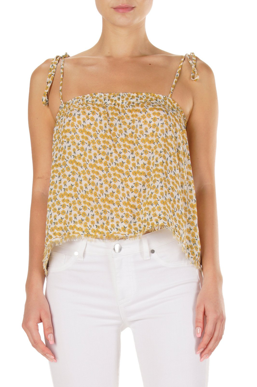 Tie Front Yellow Daisy Top - Kingfisher Road - Online Boutique