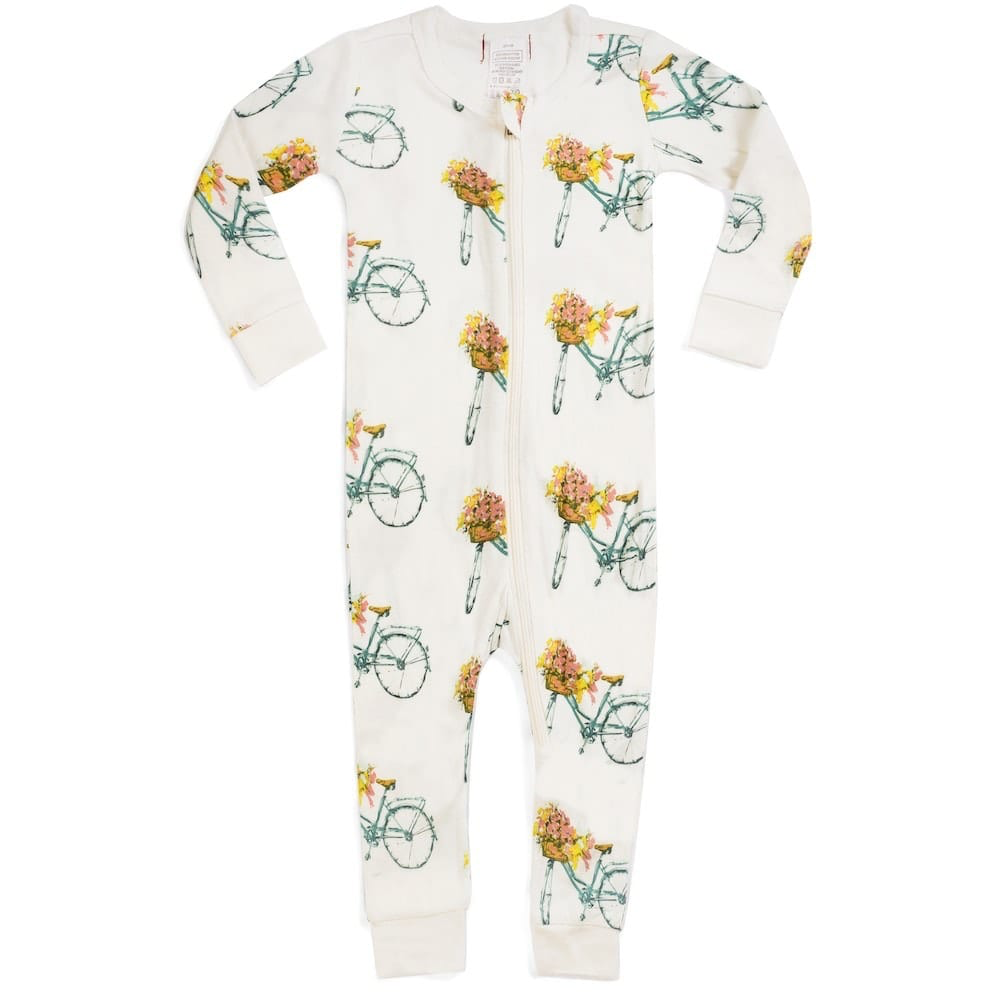 Floral Bicycle Zipper Pajamas - Kingfisher Road - Online Boutique